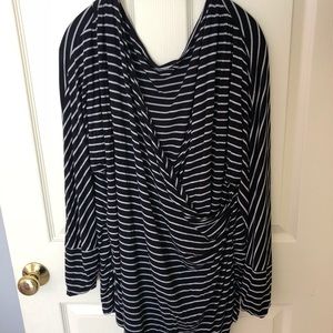 Stripped maternity/nursing criss cross top